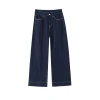 Denim blue soft denim wide-leg pants for women's summer, thin 2024 new high-waisted 9-inch straight leg pants for short women Item Picture